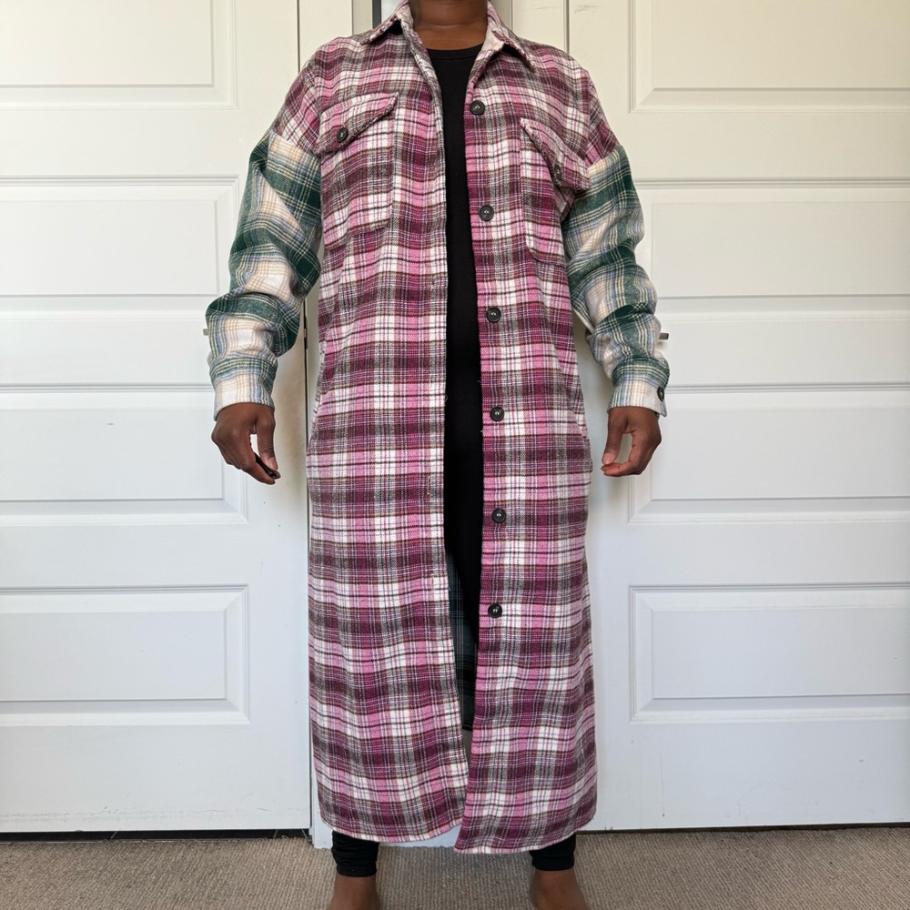Nasty Gal Plaid Maxi Shacket